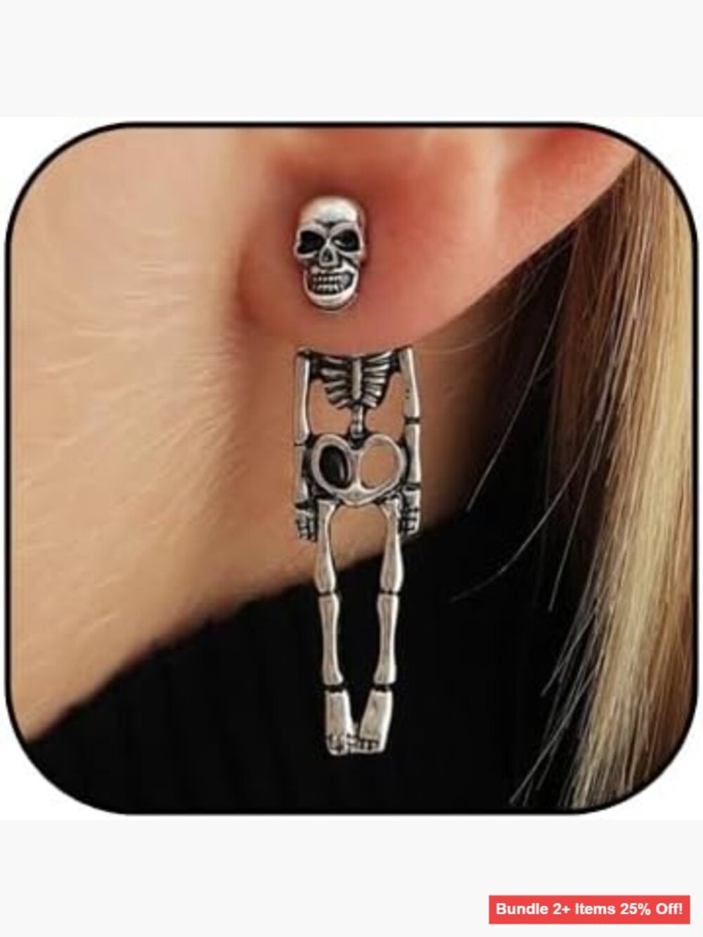 Gothic Skeleton Stud Earrings Punk Skull Design Halloween Jewelry for Women